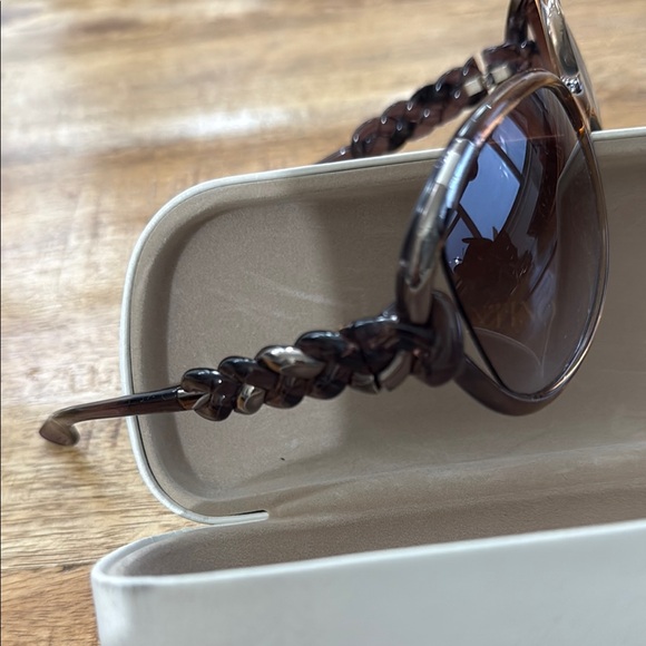 Valentino Brown Round Frame Sunglasses with Metal Bridge
